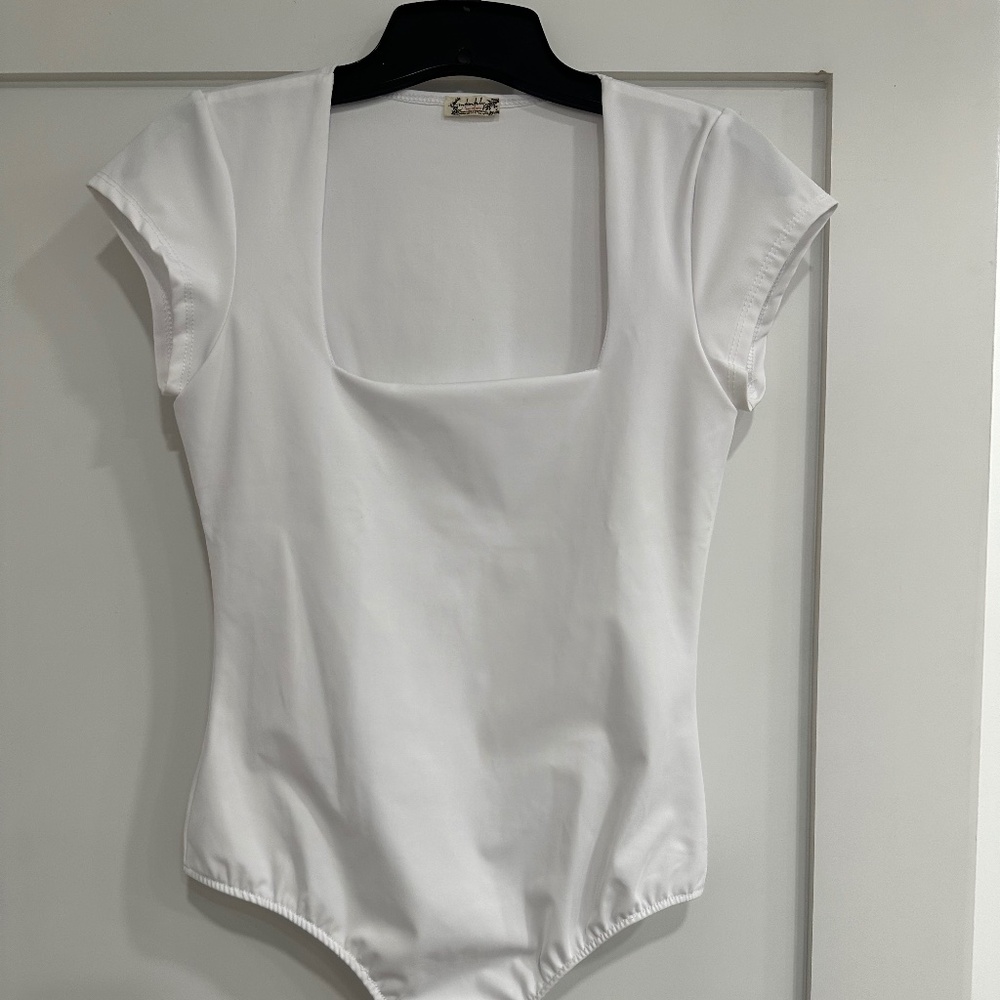 Free People Square Neck White Bodysuit